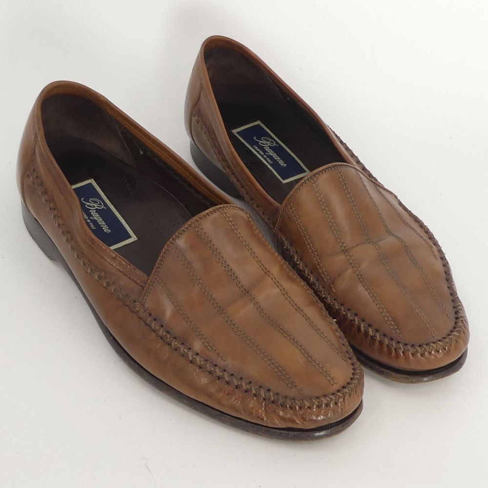 Bragano Brown Leather Loafers Crafted In Italy Men's 10m